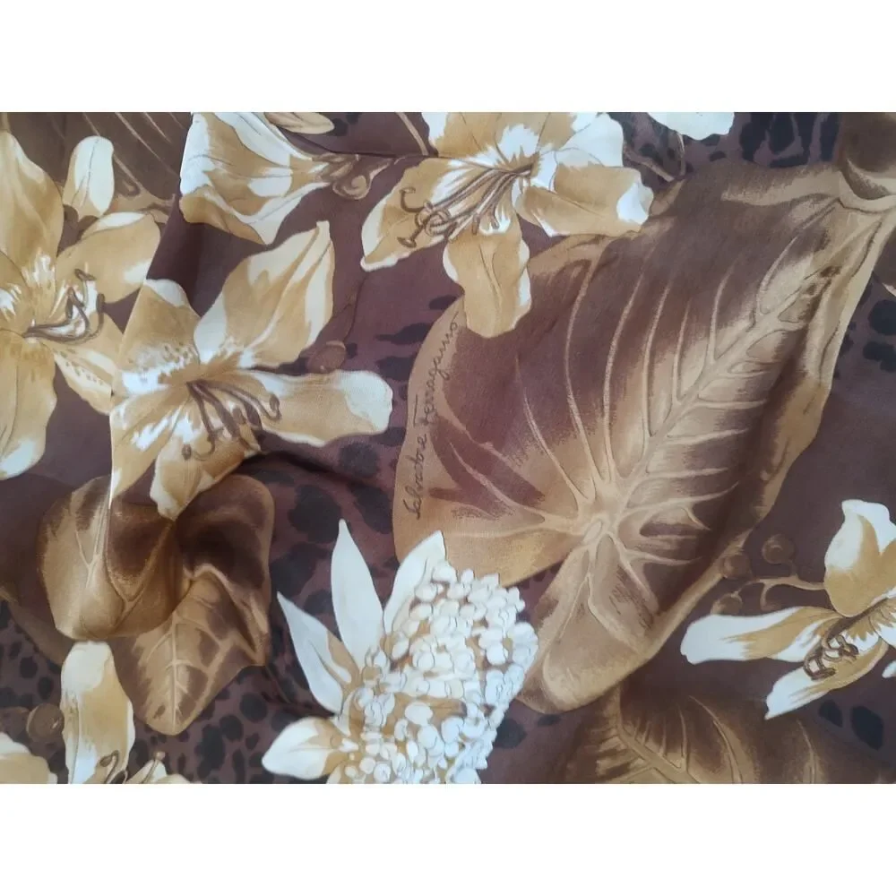 Salvatore Ferragamo silk floral long shawl scarf w/COA